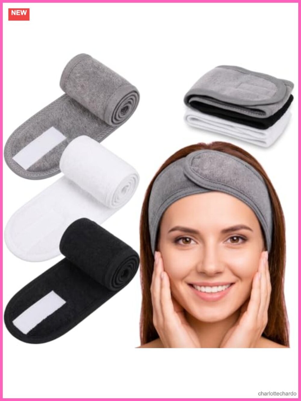 Ultra Soft Adjustable Microfiber Facial Headbands Set of 3 Spa Makeup